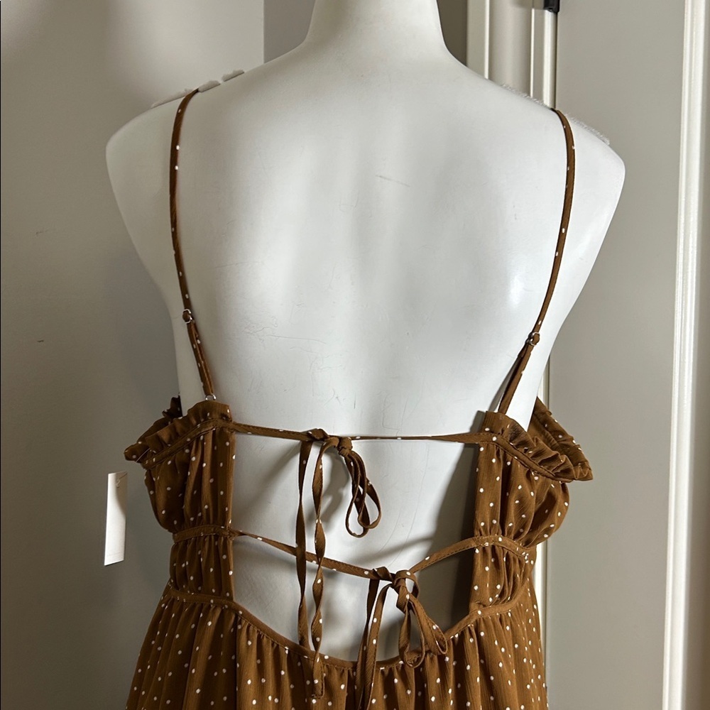 Madewell Sophia Cami Tiered Midi Dress in Dot Brown Polka Dot Sz 14 NEW - Picture 10 of 11